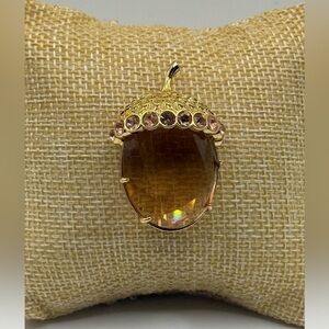 Crystal Acorn Shimmery Brooch Pin Preowned